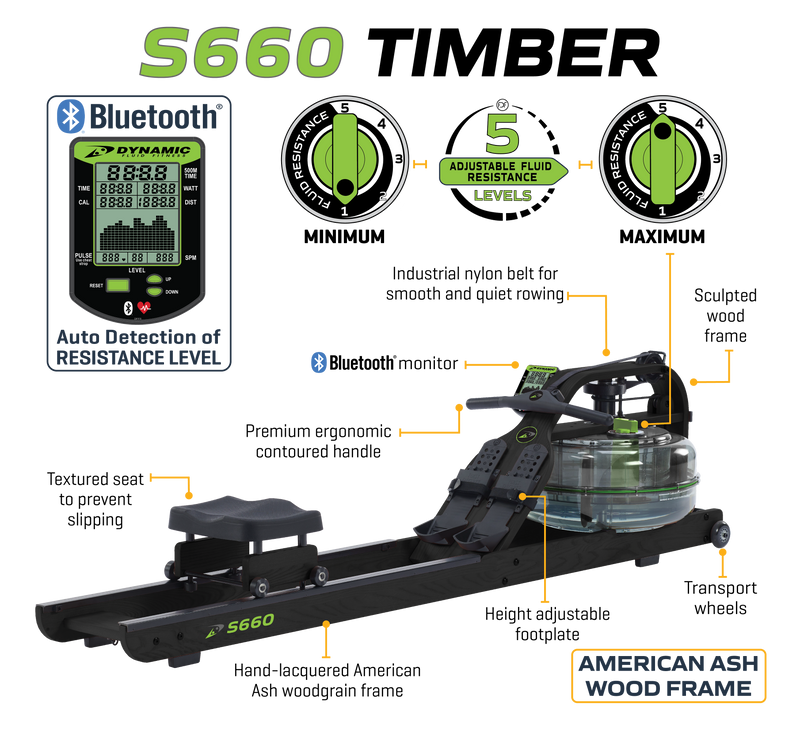 Dynamic Fluid Rower - S680 Timber