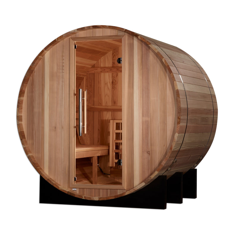 2 Person "St. Moritz" Barrel Traditional Steam Sauna | Golden Designs