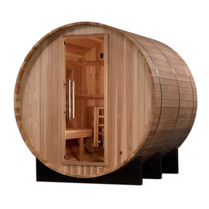 4 Person "Arosa" Barrel Steam Backyard Sauna | Golden Designs