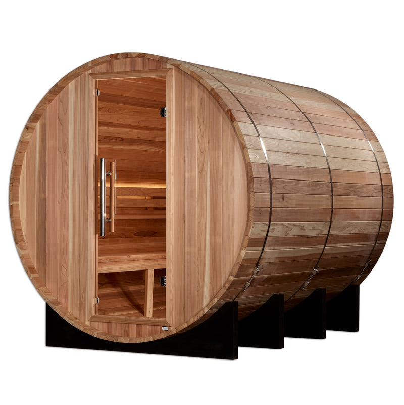 6 Person "Klosters" Barrel Steam Backyard Sauna | Golden Designs