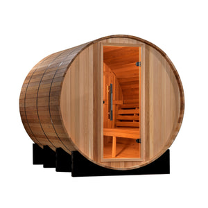 6 Person "Marstrand" Traditional Steam Outdoor Barrel Sauna | Golden Designs