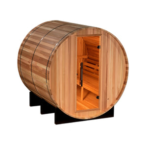 4 Person "Uppsala" Barrel Traditional Backyard Sauna | Golden Designs