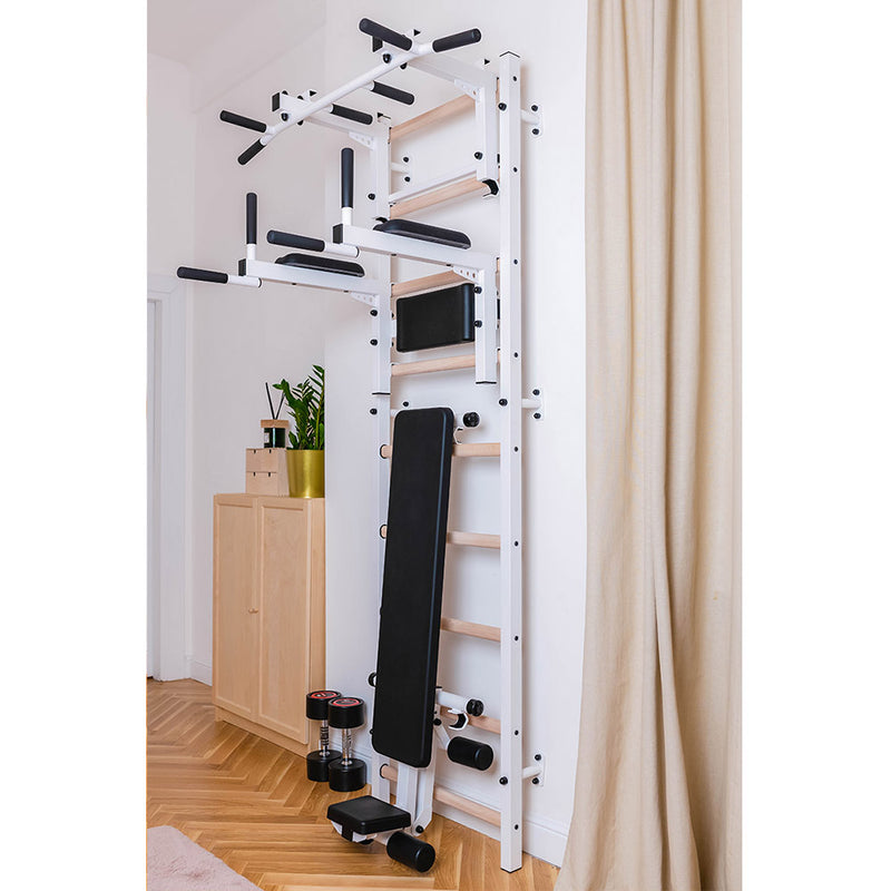 BenchK 733 Swedish Ladder w/ Bench & Rack - White – Modern Reform